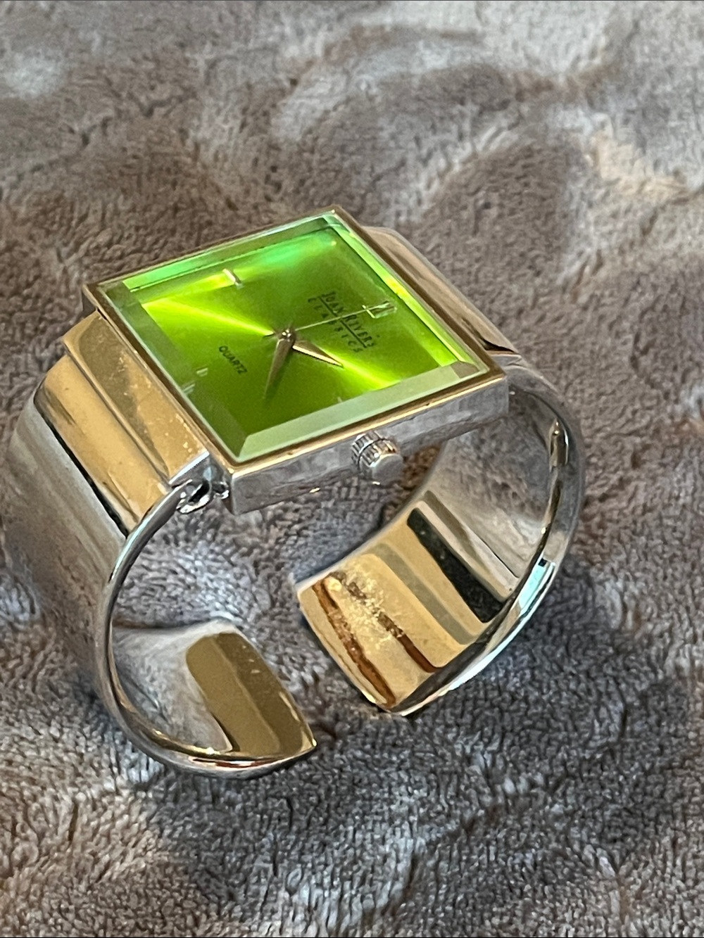 Vintage Joan Rivers Classics Green Dial Silver-Tone Bracelet Watch - Picture 5 of 6